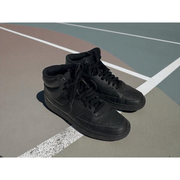 Nike Shoes - NIKE SIZE-8 Men/ 9.5 Women Sneakers Universal Court Vision Mid All Black Unisex